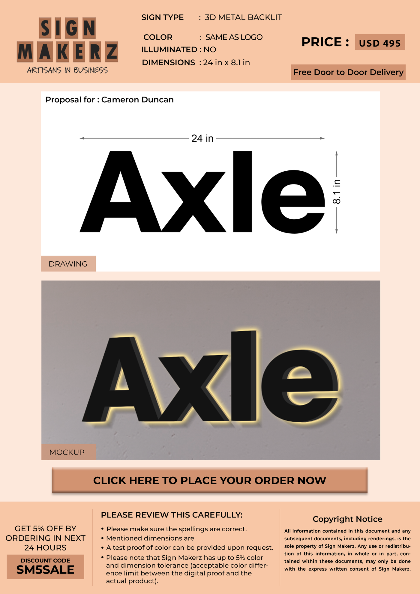 Business signage for Cameron Duncan
