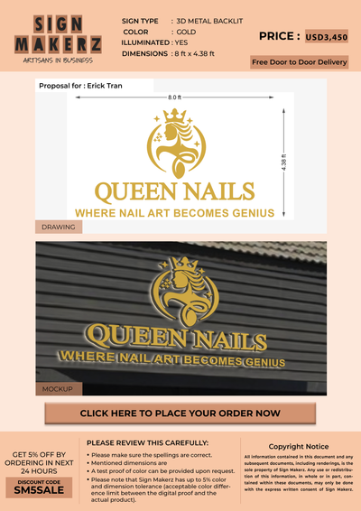 Business signage for Erick Tran