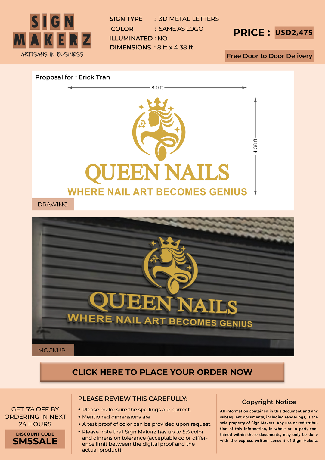 Business signage for Erick Tran