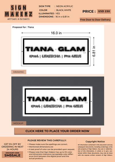 Business sigange for Tiana