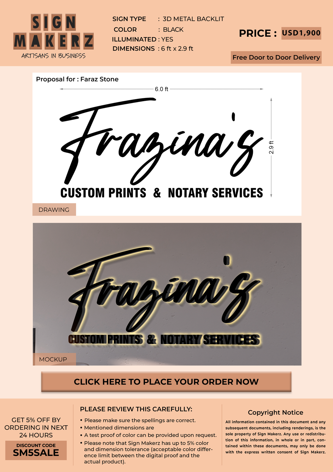 Business signage for faraz