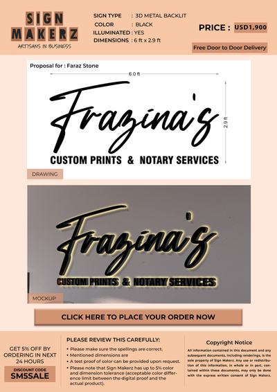 Business signage for faraz