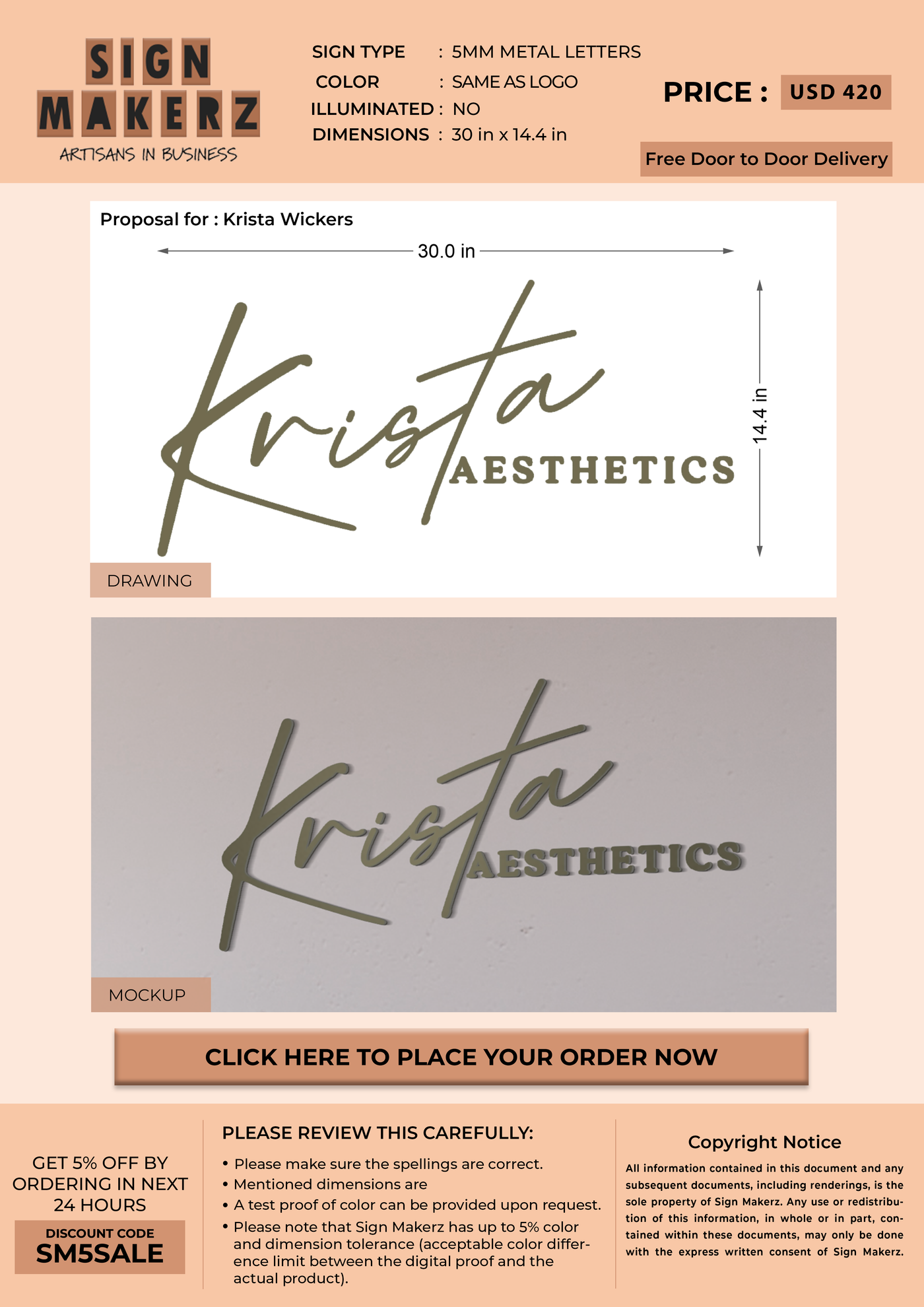 business signage for Krista Wickers