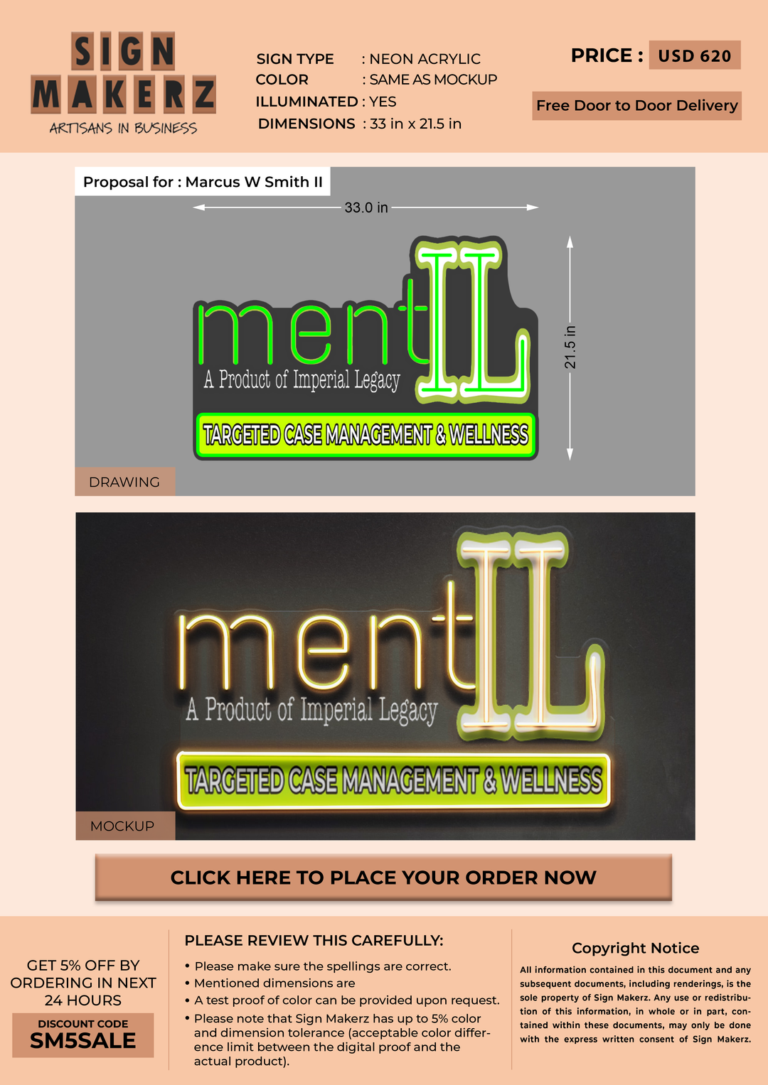 neon sign for Marcus W Smith II