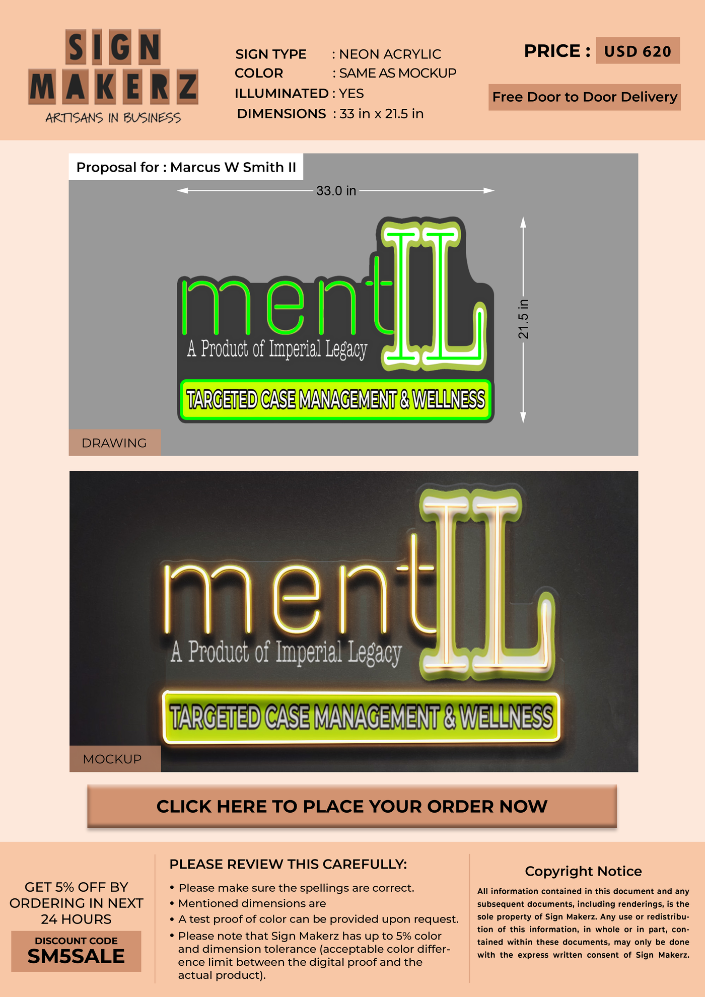 neon sign for Marcus W Smith II