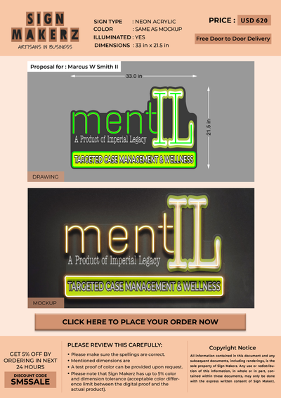 neon sign for Marcus W Smith II