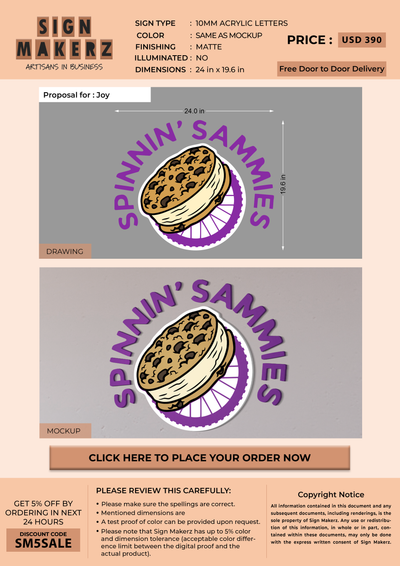 Business signage for Joy