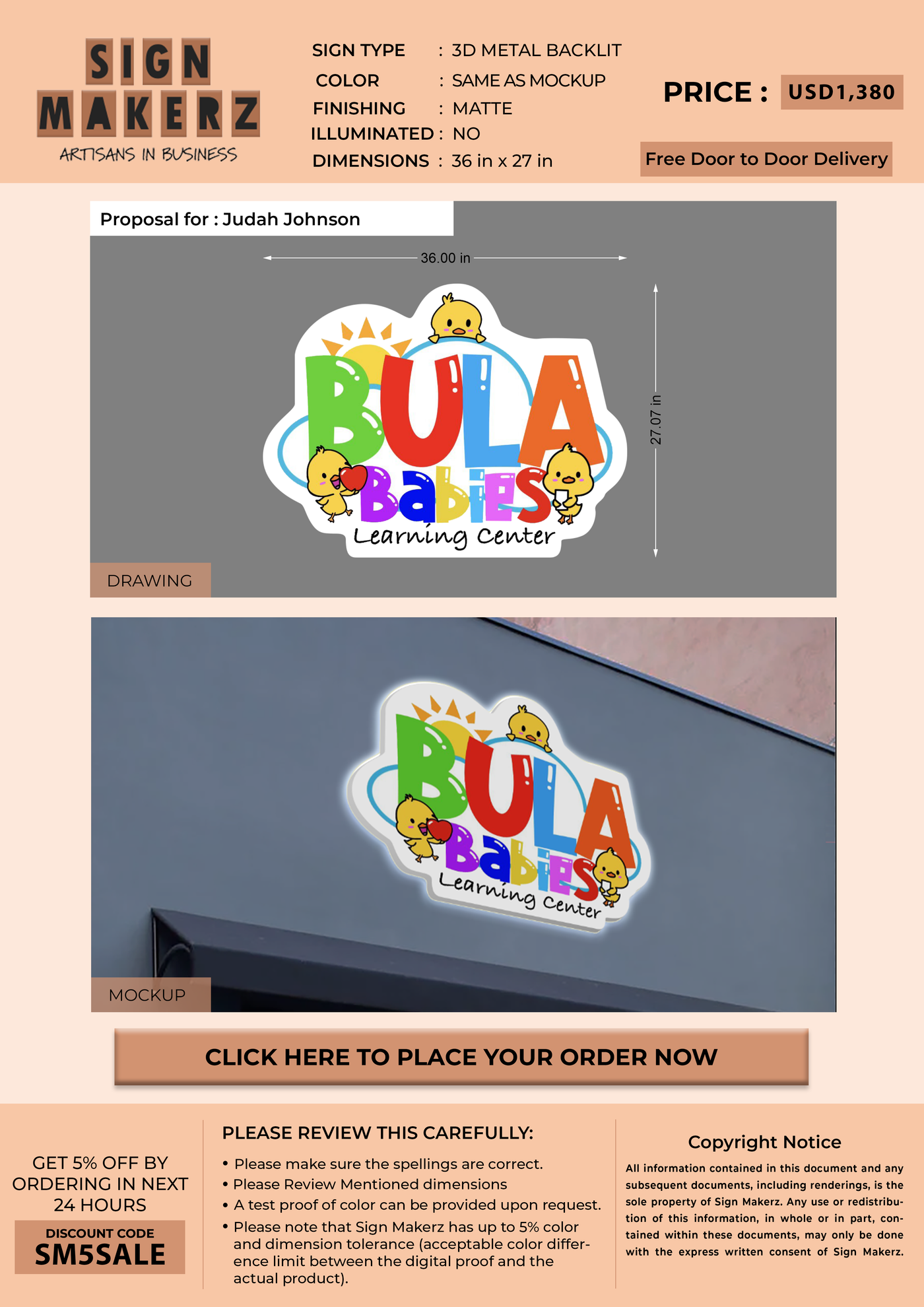 Business signage for Judah Johnson