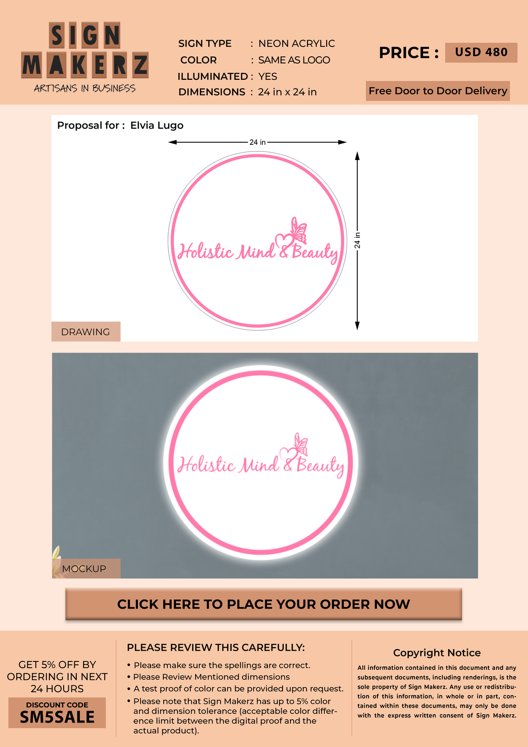 Business signage for Elvia Lugo