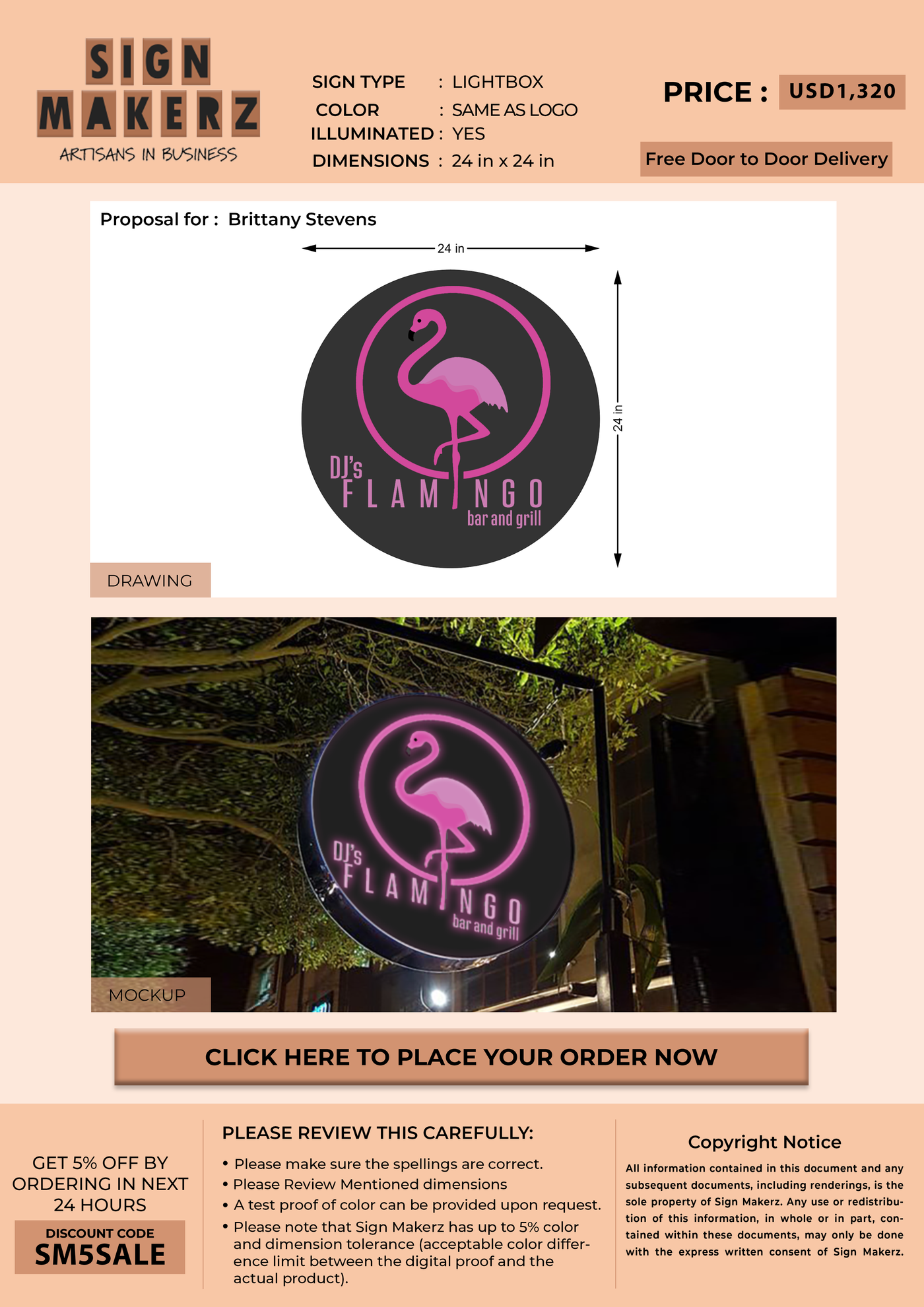 Lightbox Sign for Brittany Stevens