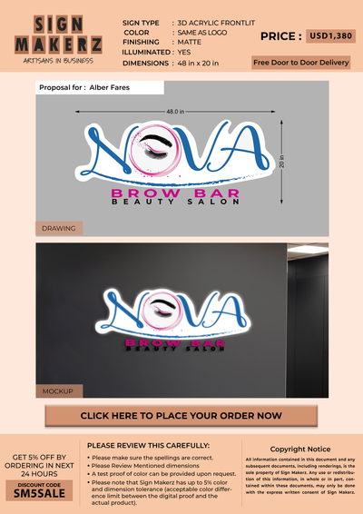 3d Acrylic Frontlit Sign for Alber Fares