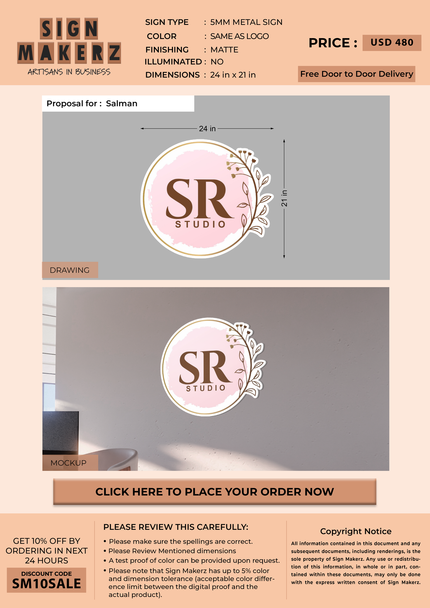5mm metal sign for Salman