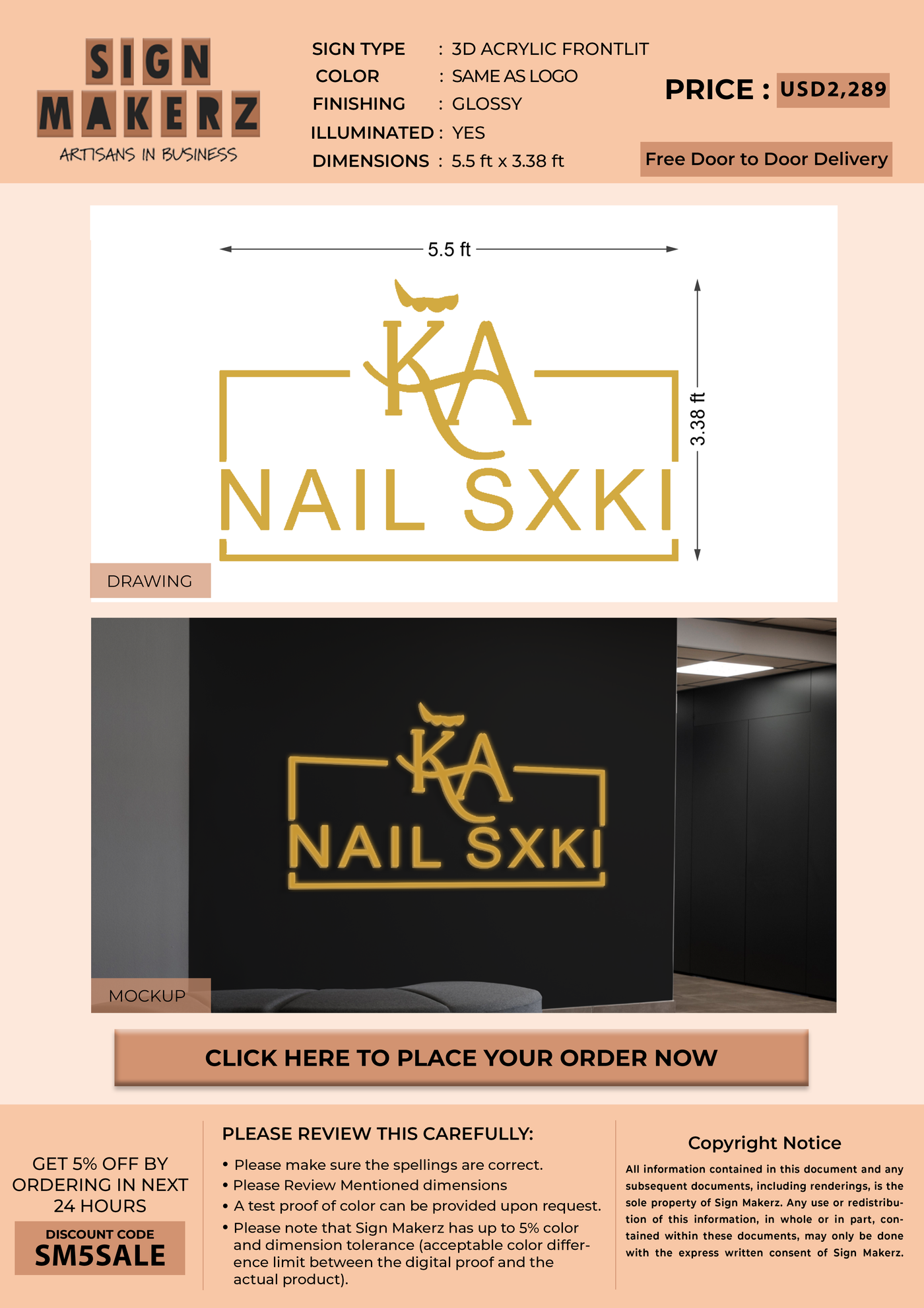 3D Acrylic Frontlit Sign