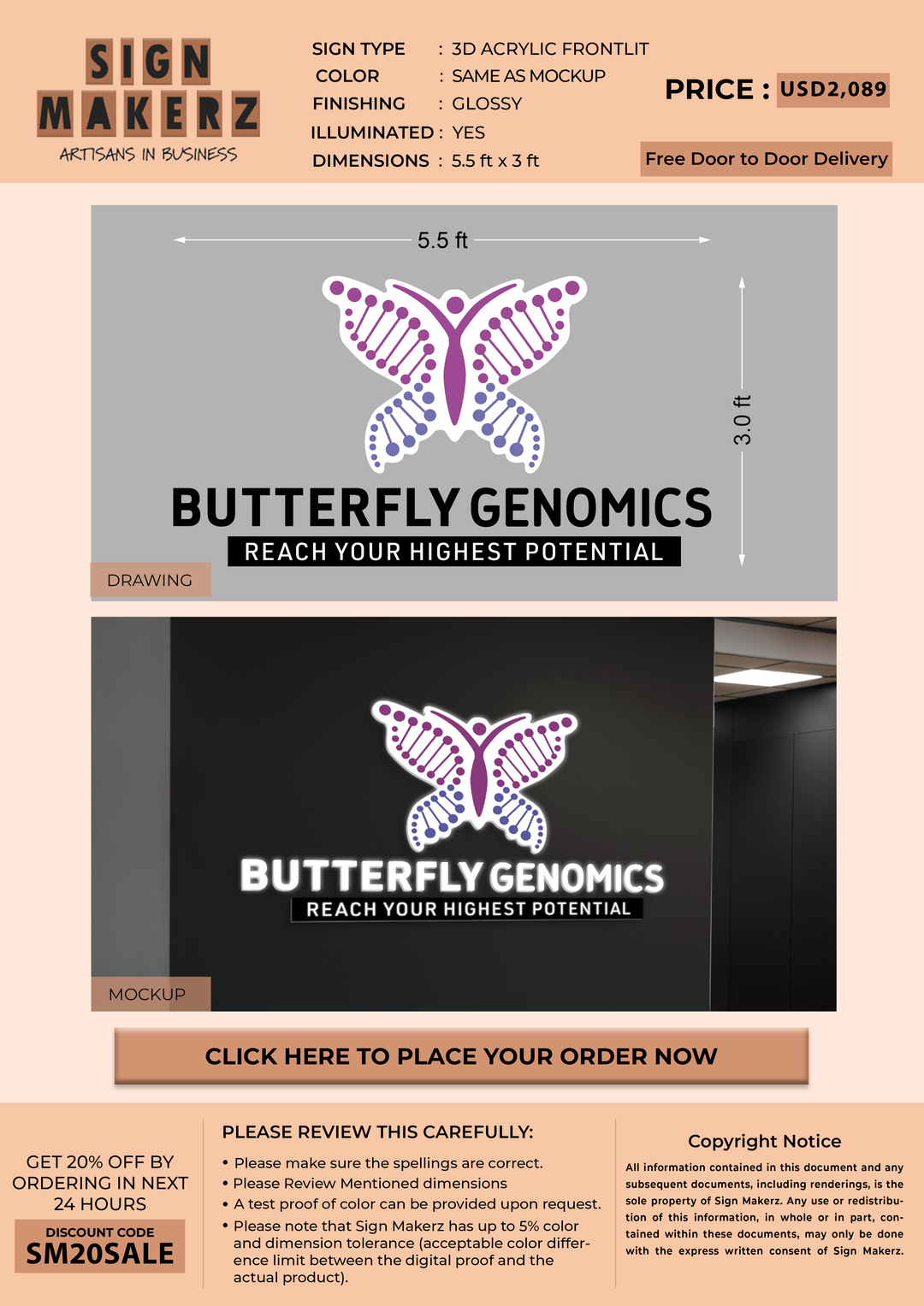 3D Acrylic Frontlit Sign