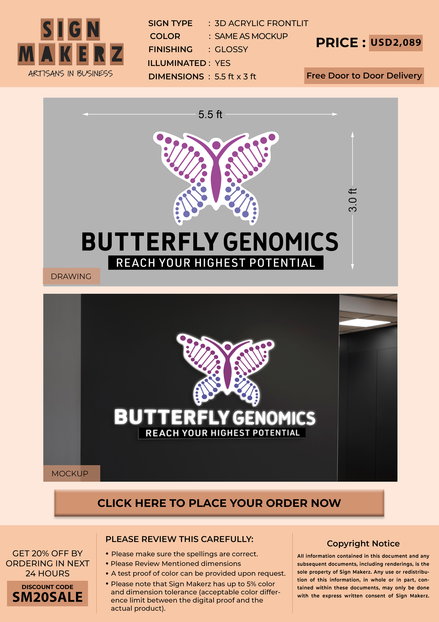 3D Acrylic Frontlit Sign
