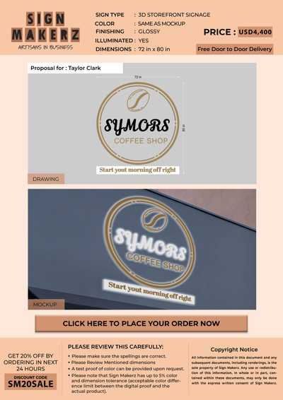 Storefront signge for Taylor Clark