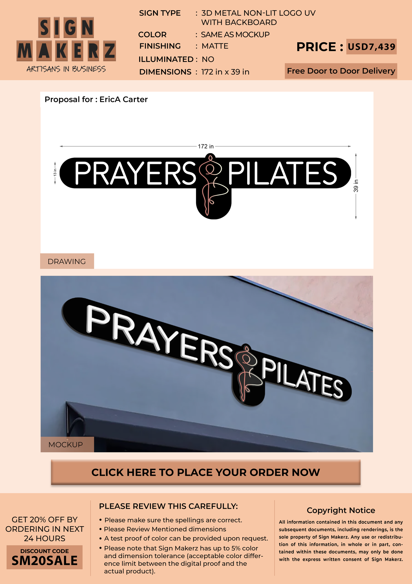 3D Metal sign for Erica Carter