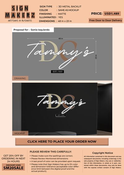 3d metal backlit for Sonia Izquierdo