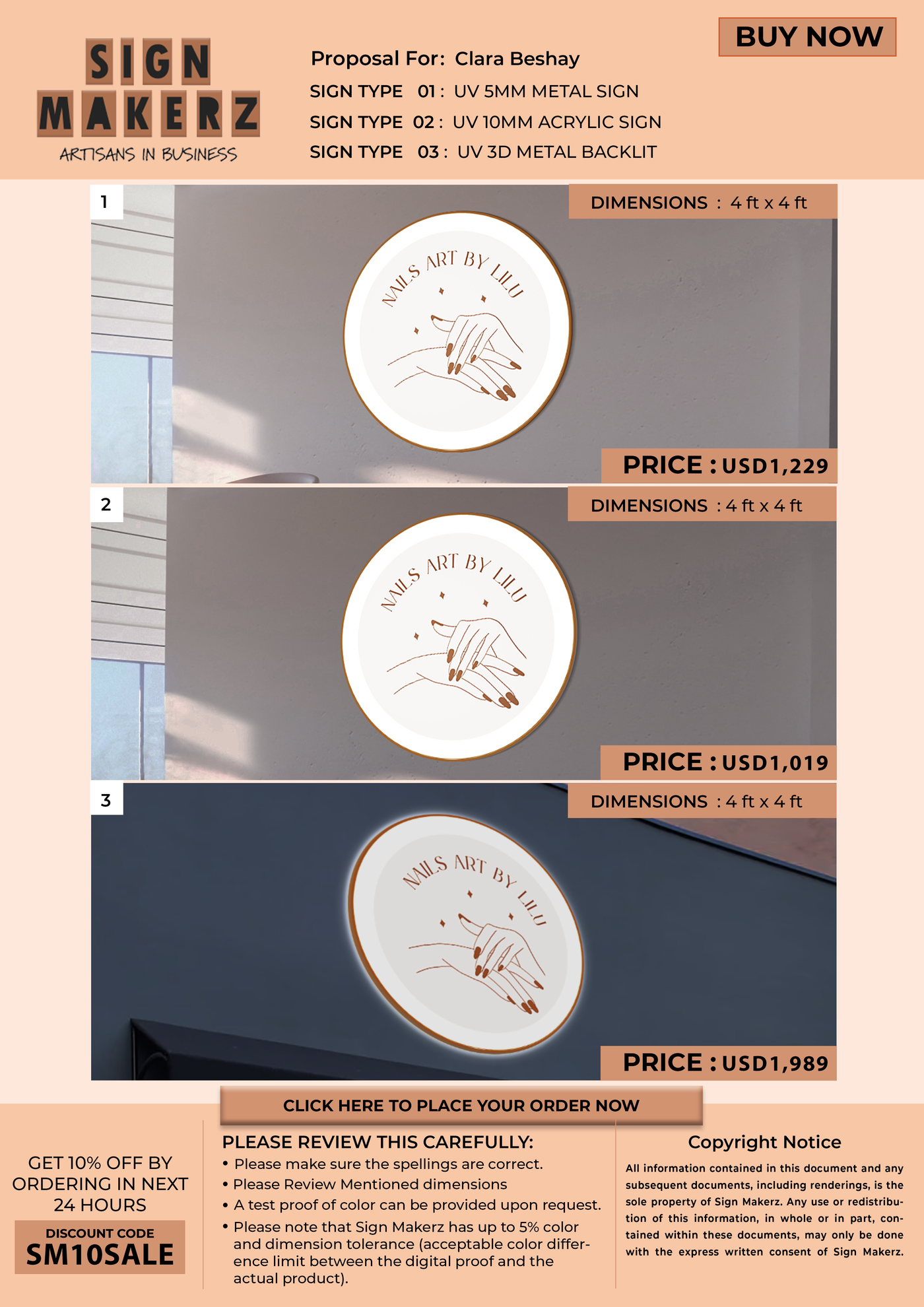 Business signage for Clara Beshay