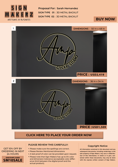 3d metal backlit for Sarah Hernandez