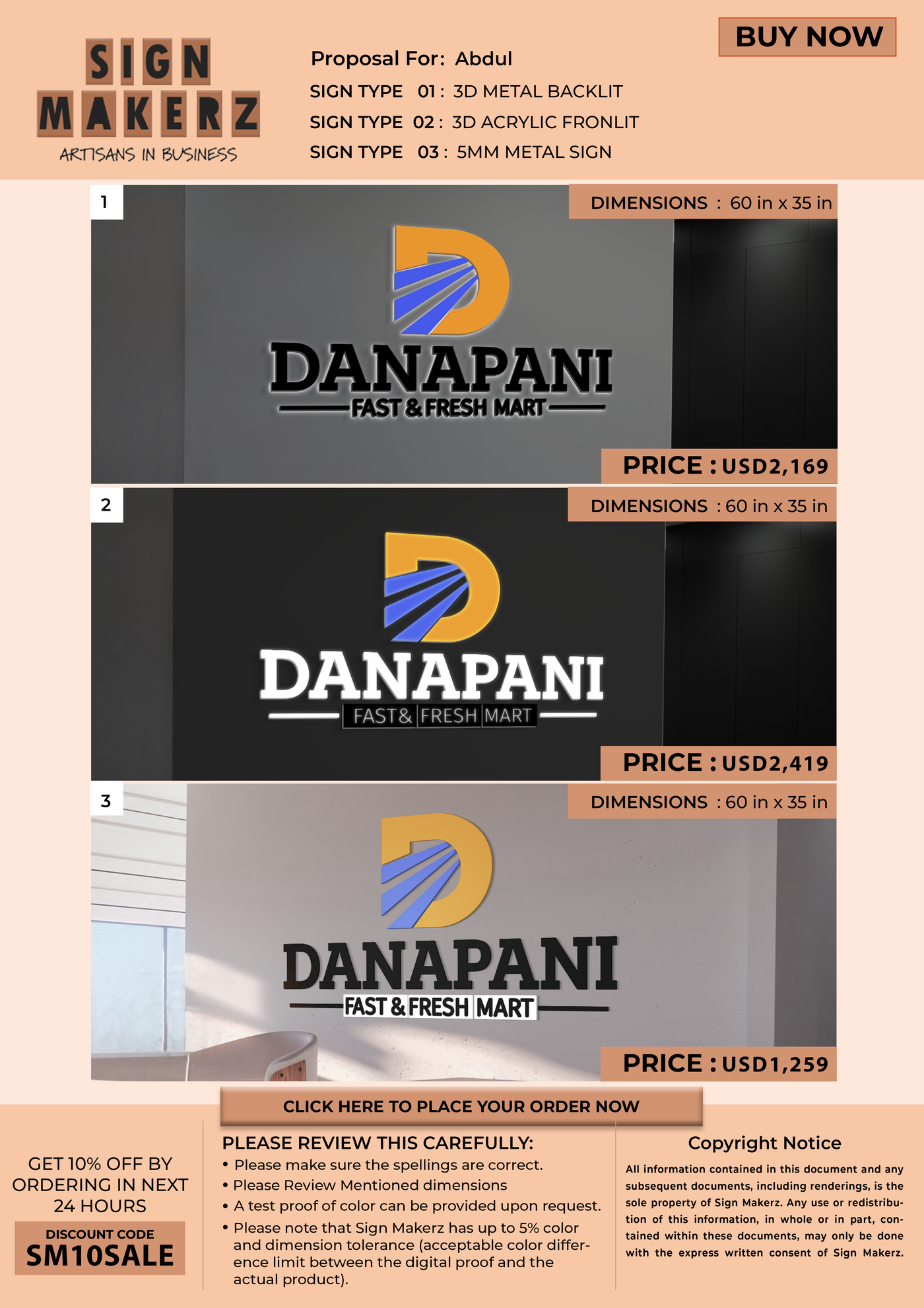 Business signage mock-ups for Abdul