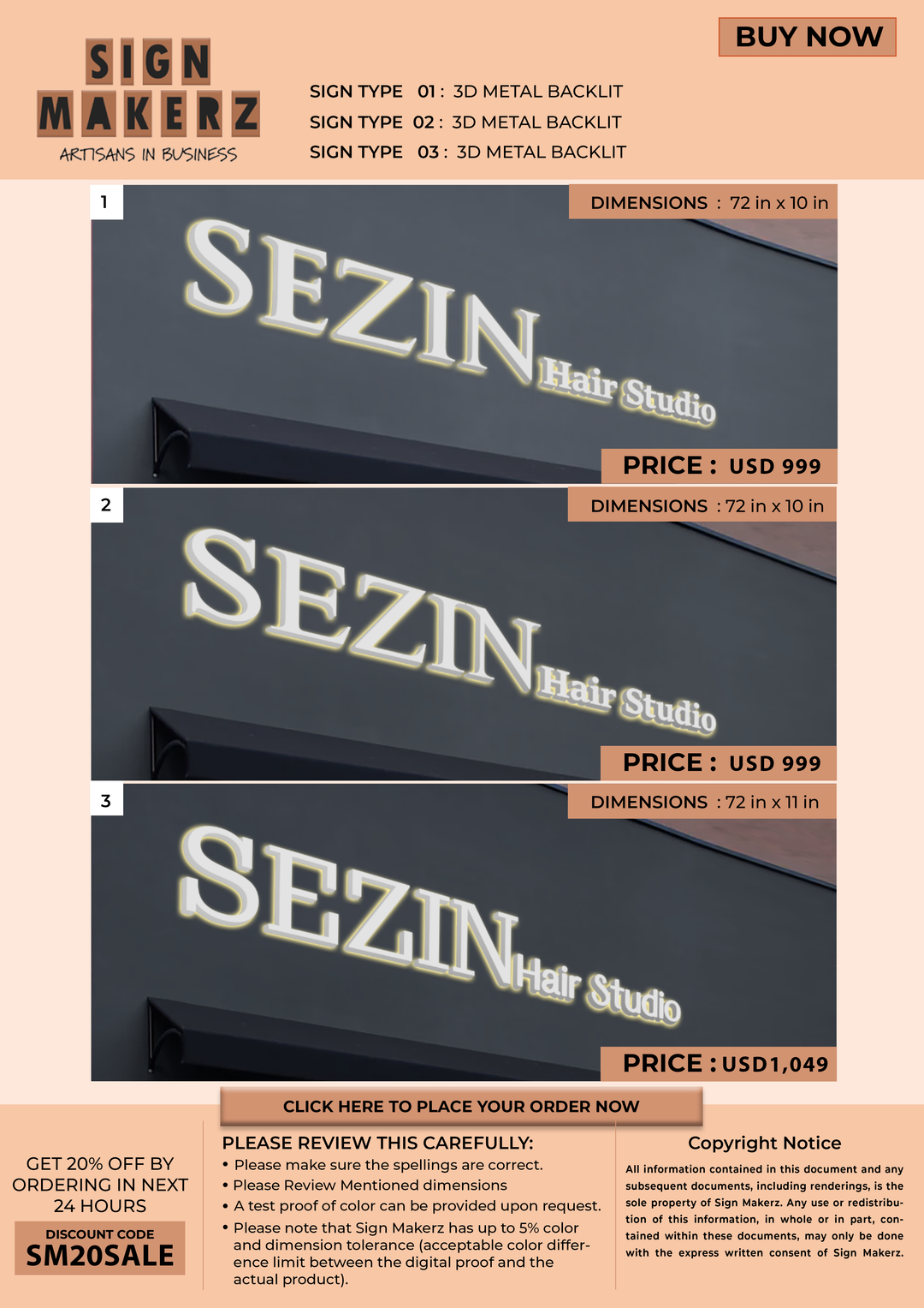 3D Metal Backlit Signs
