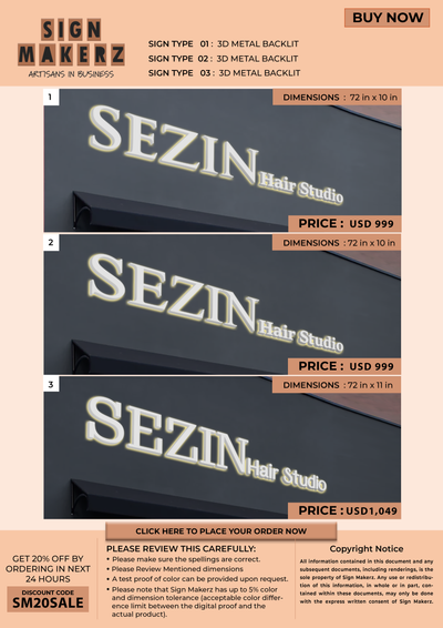 3D Metal Backlit Signs