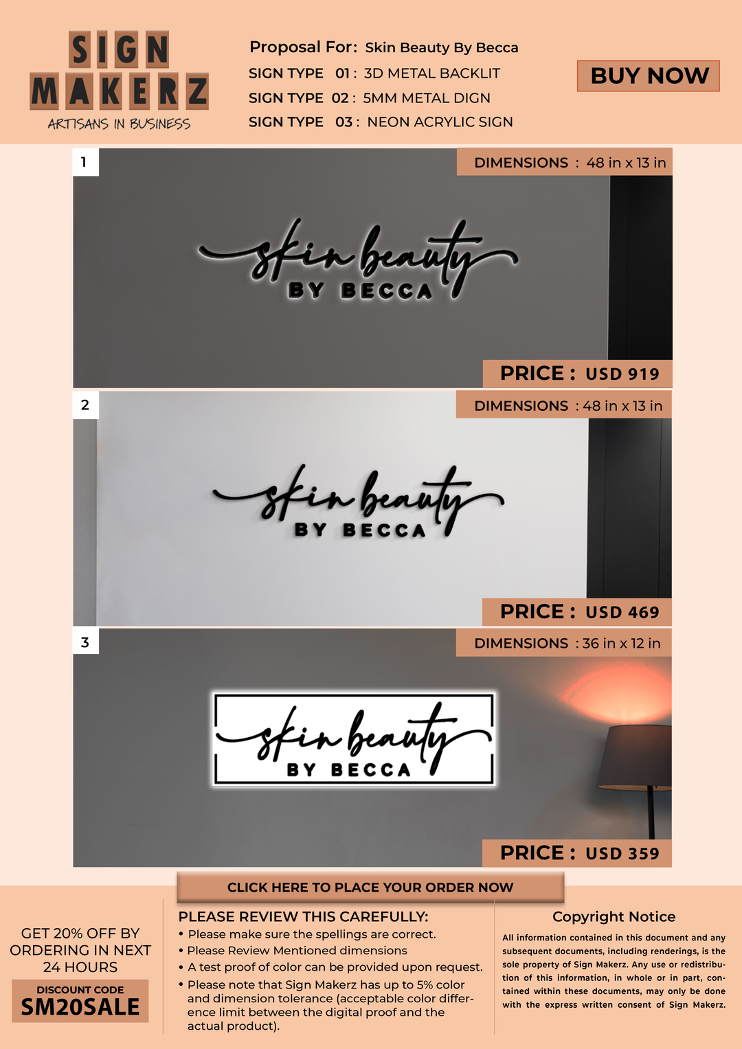 Business signage for Skin Beauty By Becca