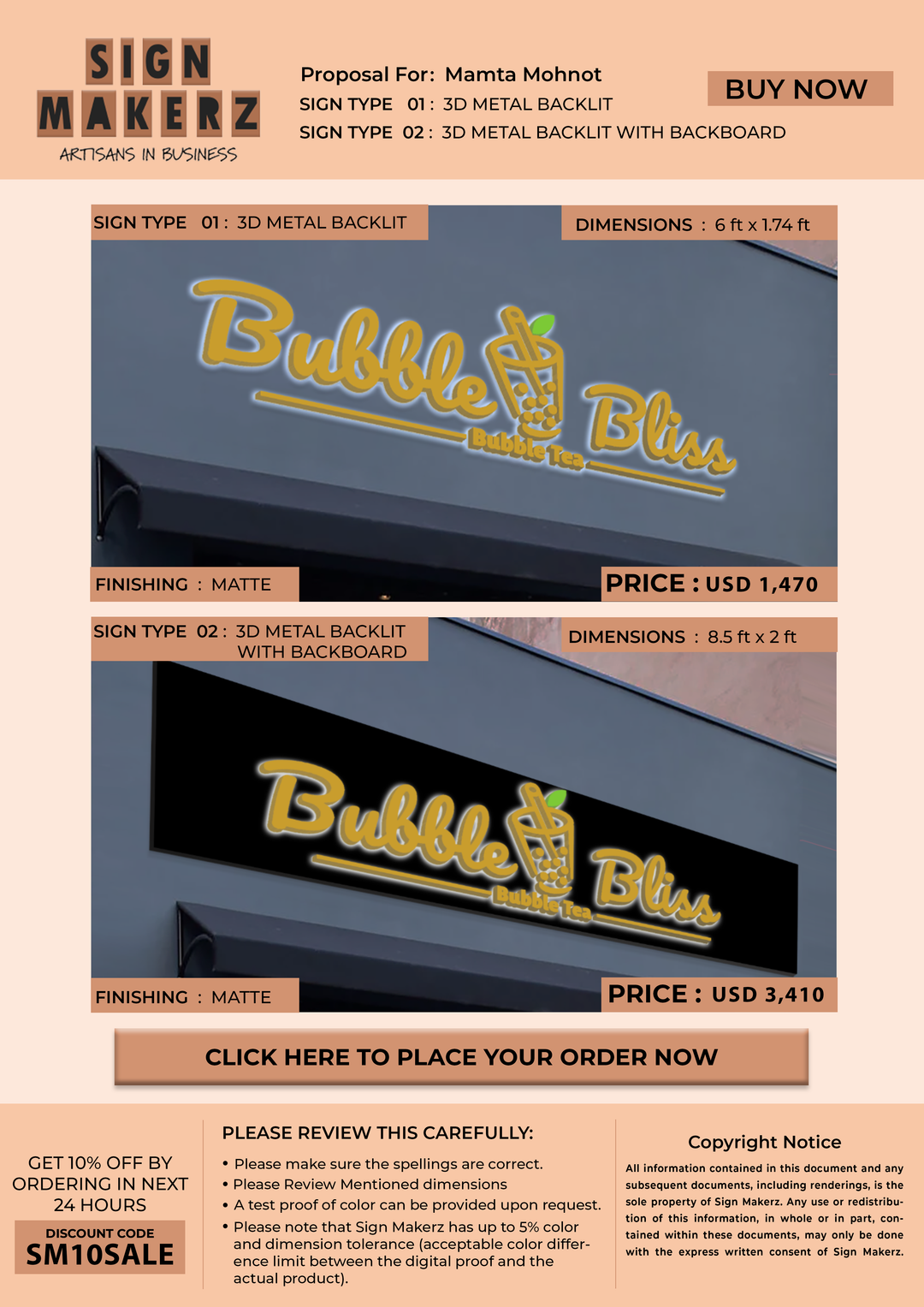 Business signage for Mamta Mohnot