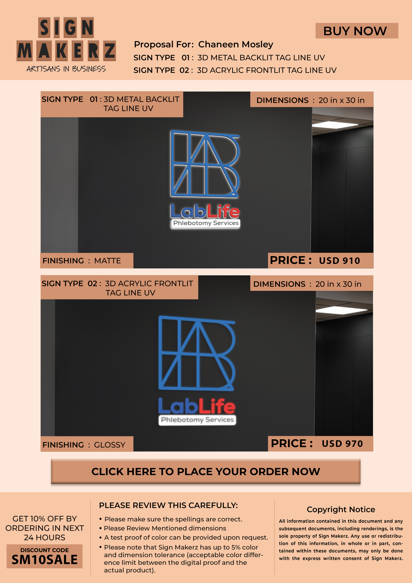 Business signage for Chaneen Mosley