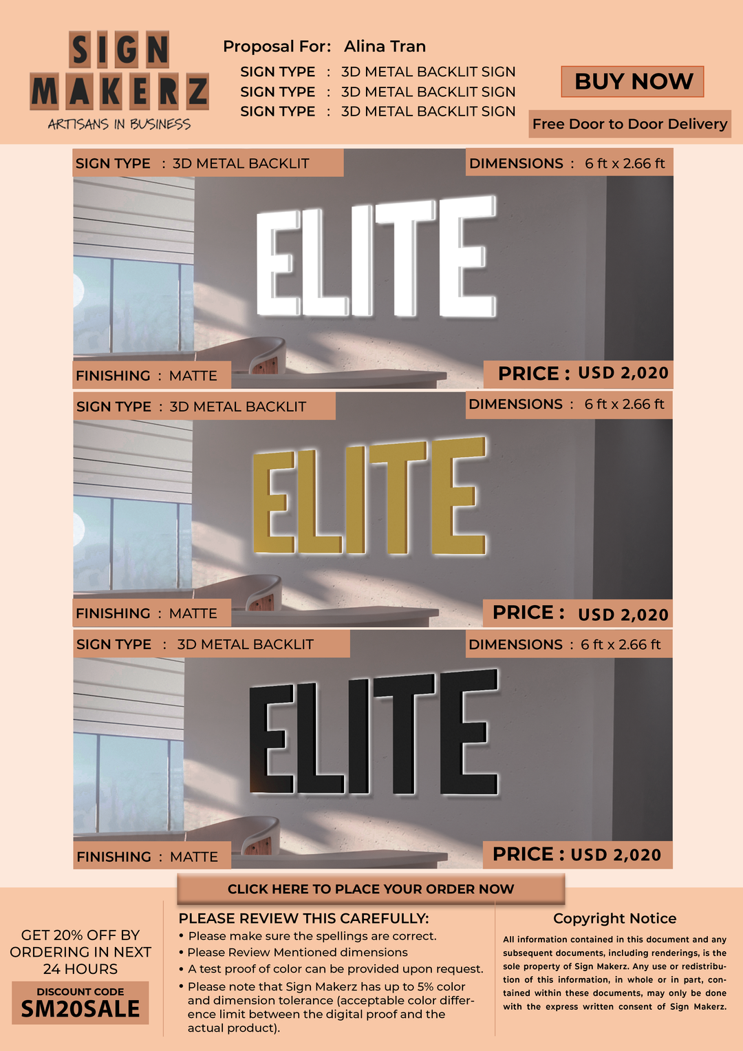 Business Signs for alina tran