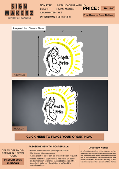 UV Metal Backlit Sign For Chante Shine
