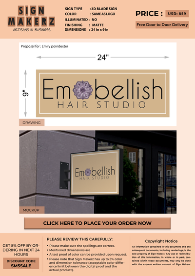3 Blade Sign For Emily poindexter