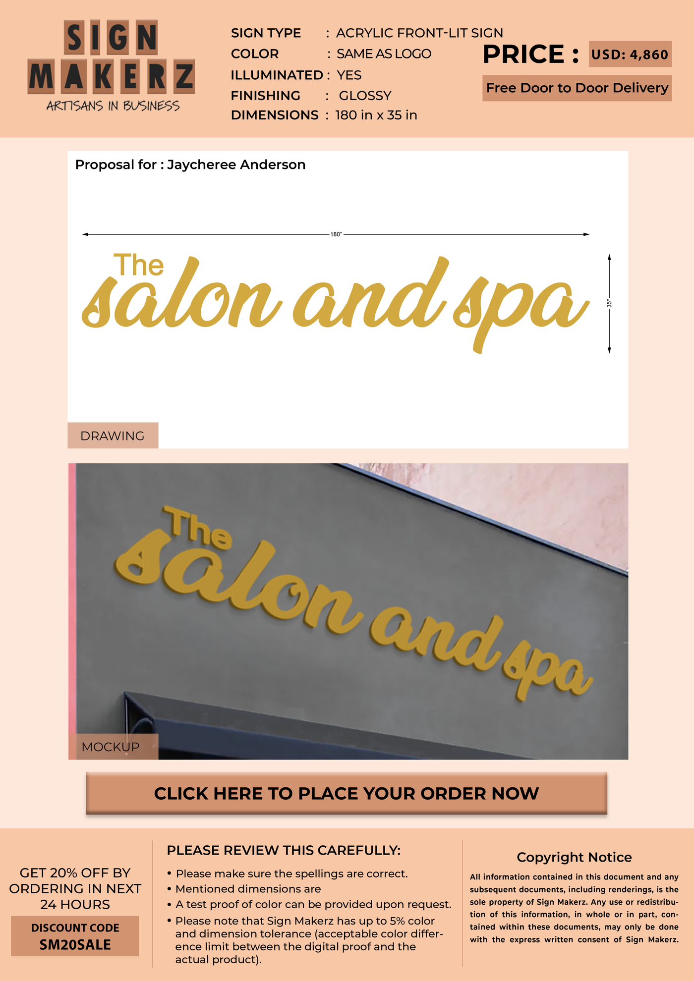 Acrylic Front-lit Sign For Jaycheree Anderson