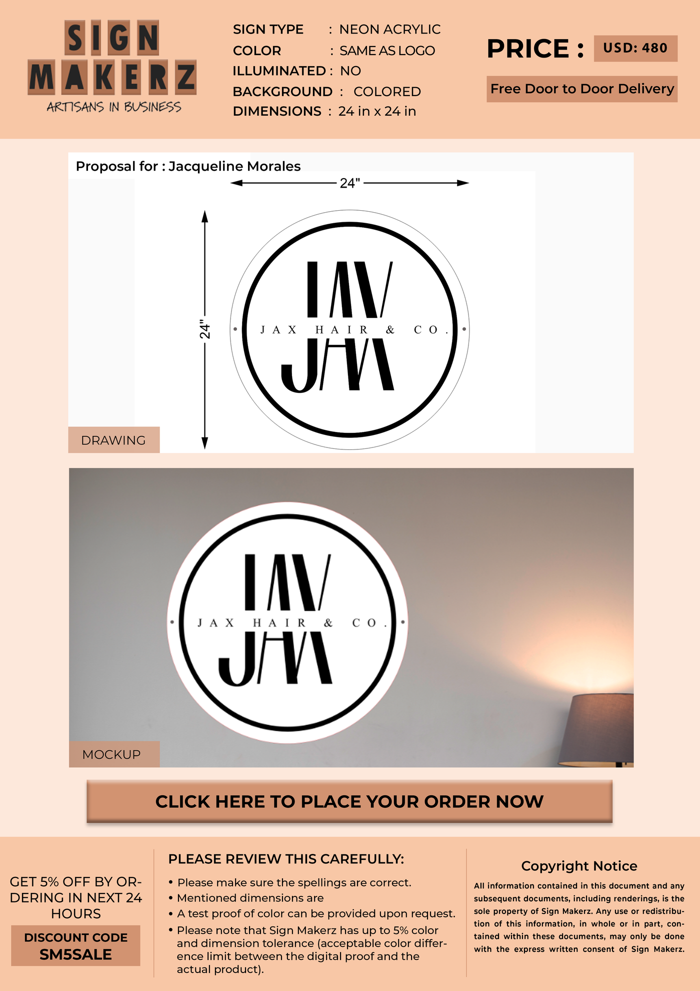 Round Acrylic Sign For Jacqueline Morales