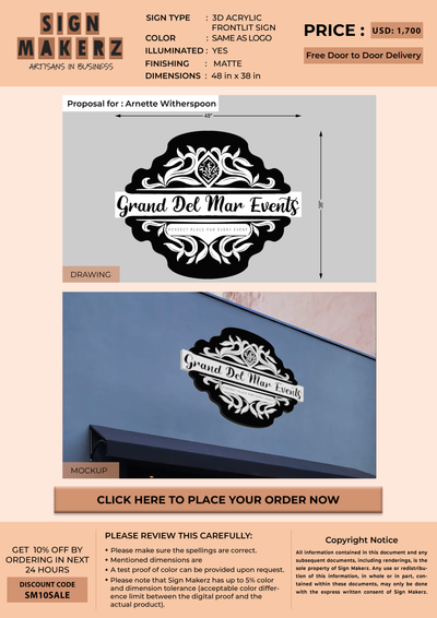3D Acrylic Frontlit Sign For Arnette Witherspoon