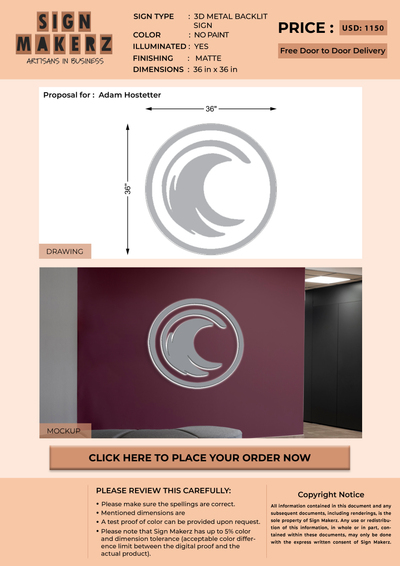 3D Metal Backlit Sign For Adam Hostetter