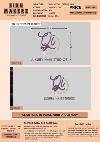 Custom Signs For The Qi to Beauty