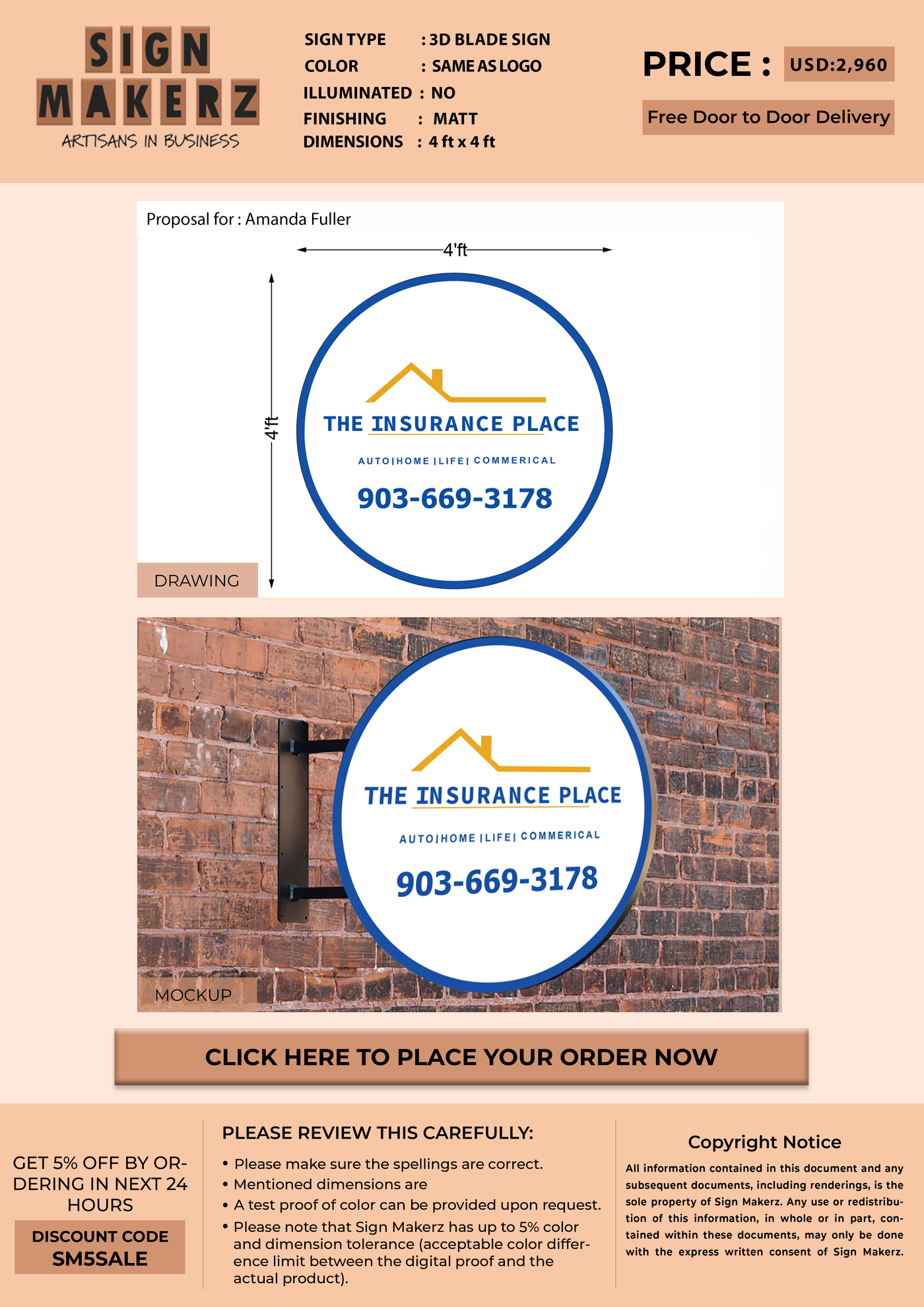 3D Blade Sign For Amanda Fuller
