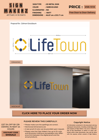 3D Metal Sign For Zalman Grossbaum