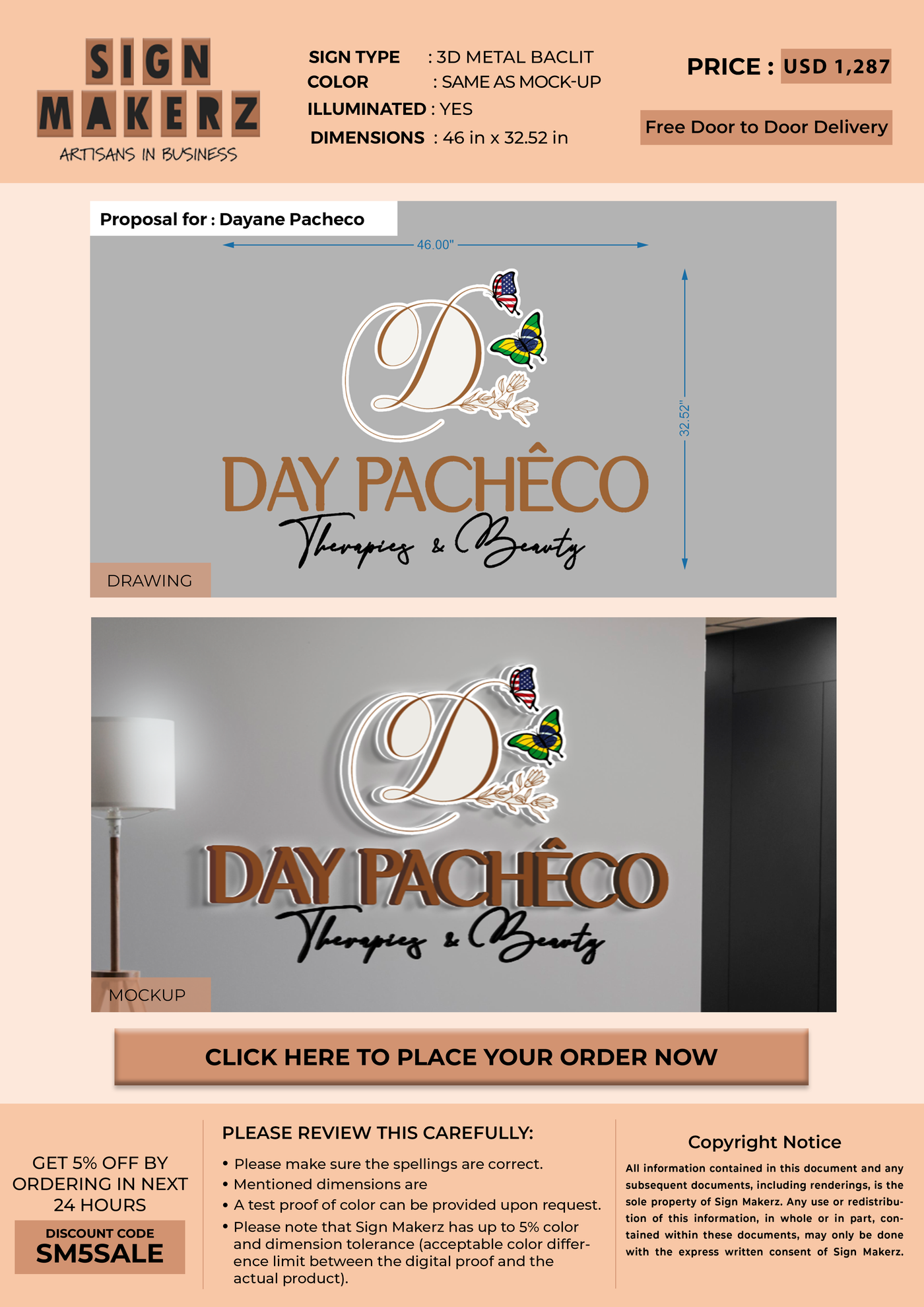 Business signage for Dayane Pacheco