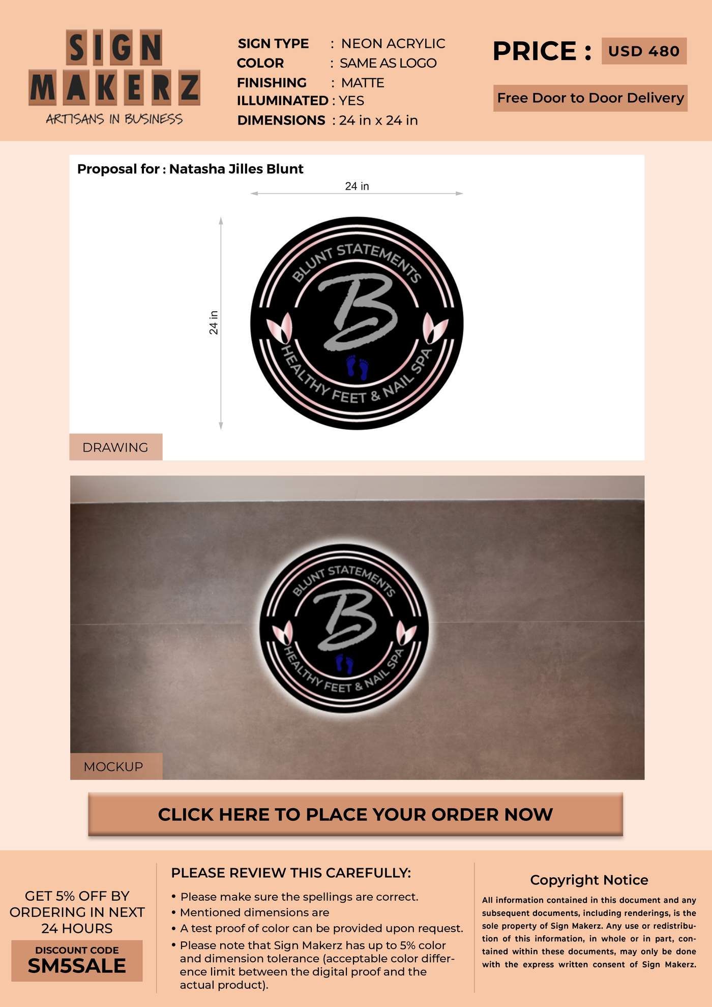 Neon Acrylic Signs for Natasha Jilles Blunt