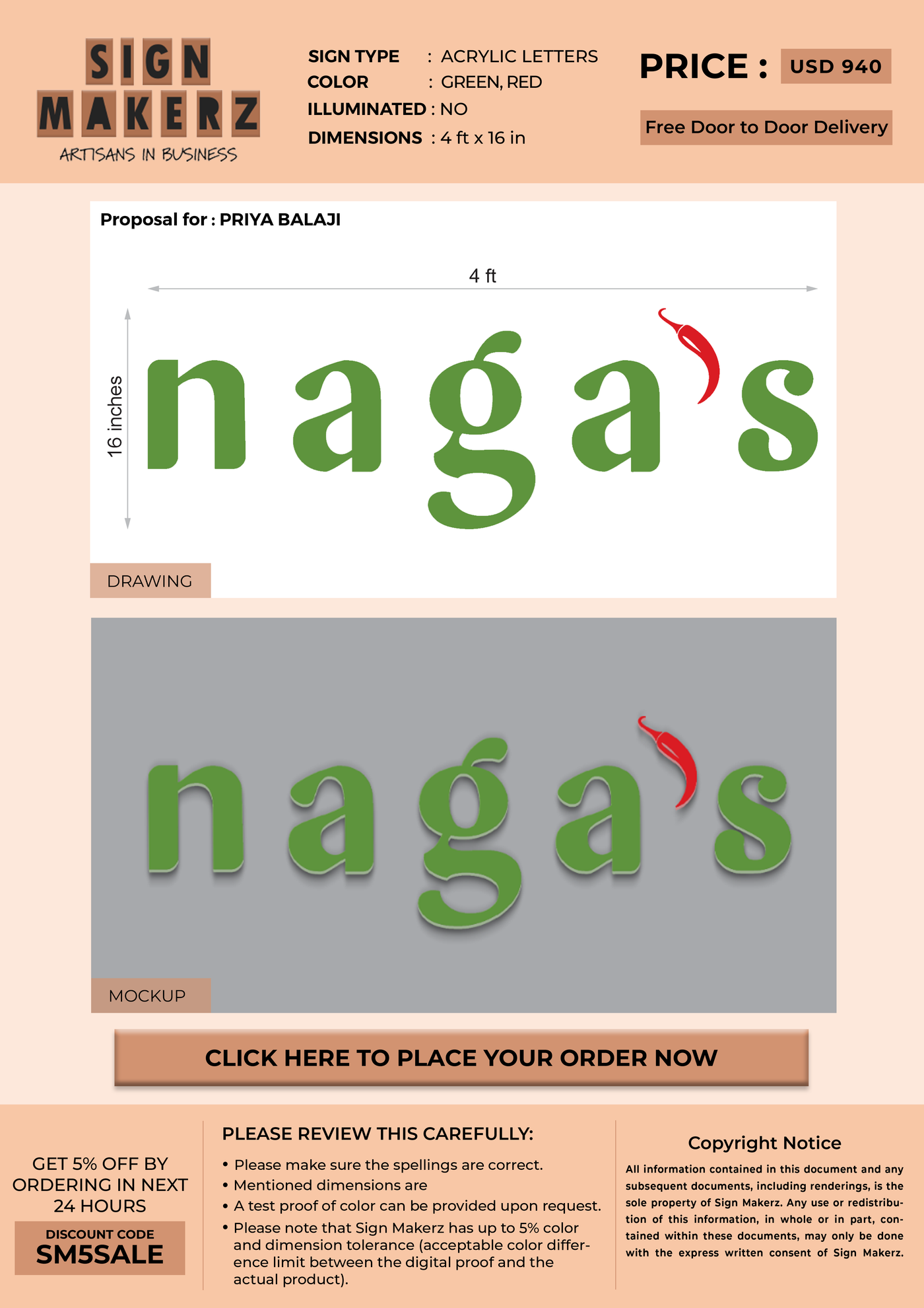 Custom Signs for PRIYA BALAJI