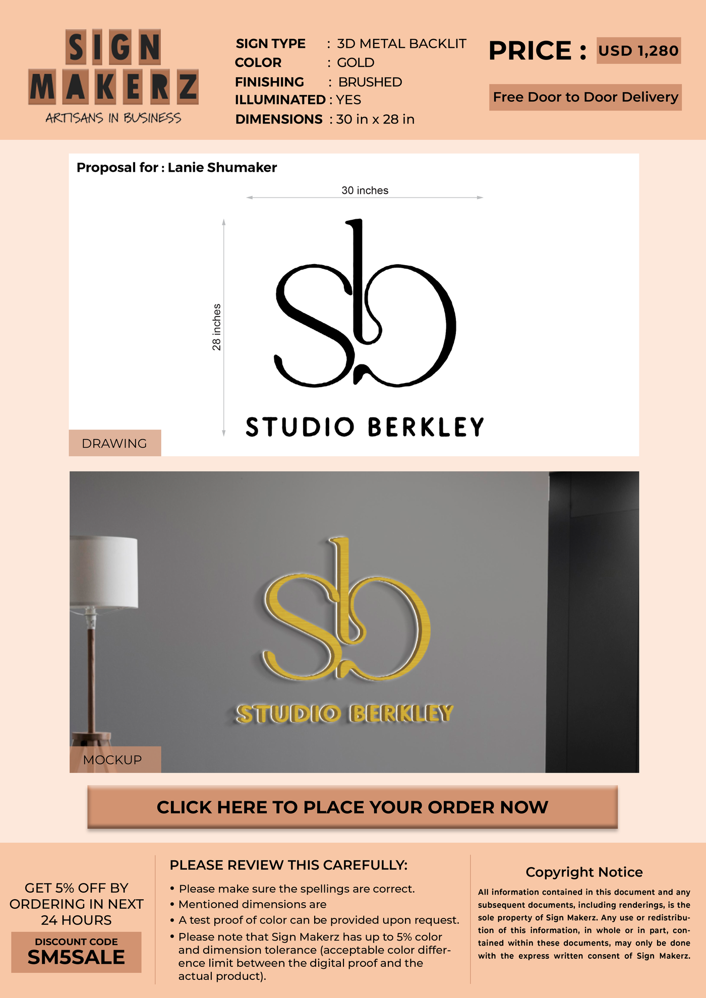 Metal Backlit Sign for Lanie Shumaker