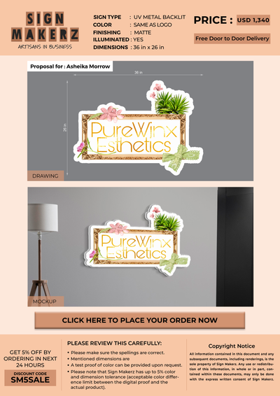 UV Metal Backlit Sign for Asheika Morrow