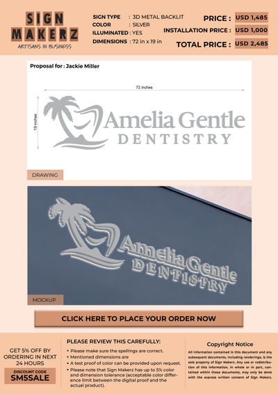 3D Metal backlit sign for Jackie Miller
