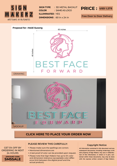 3D Metal Backlit Sign For Heidi Susong