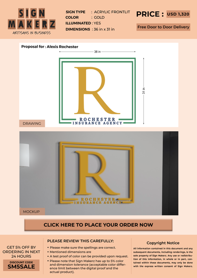 Acrylic Frontlit Sign for Alexis Rochester