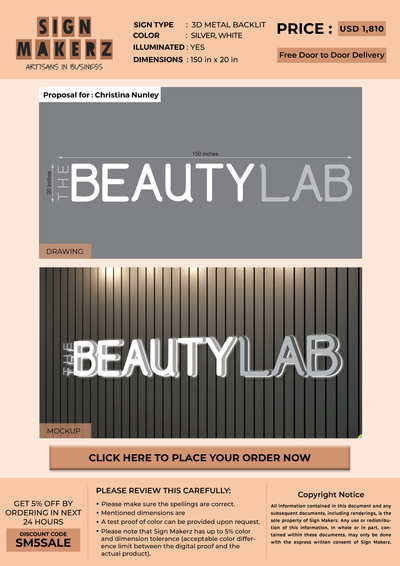 3D Metal Backlit Sign for Christina Nunley
