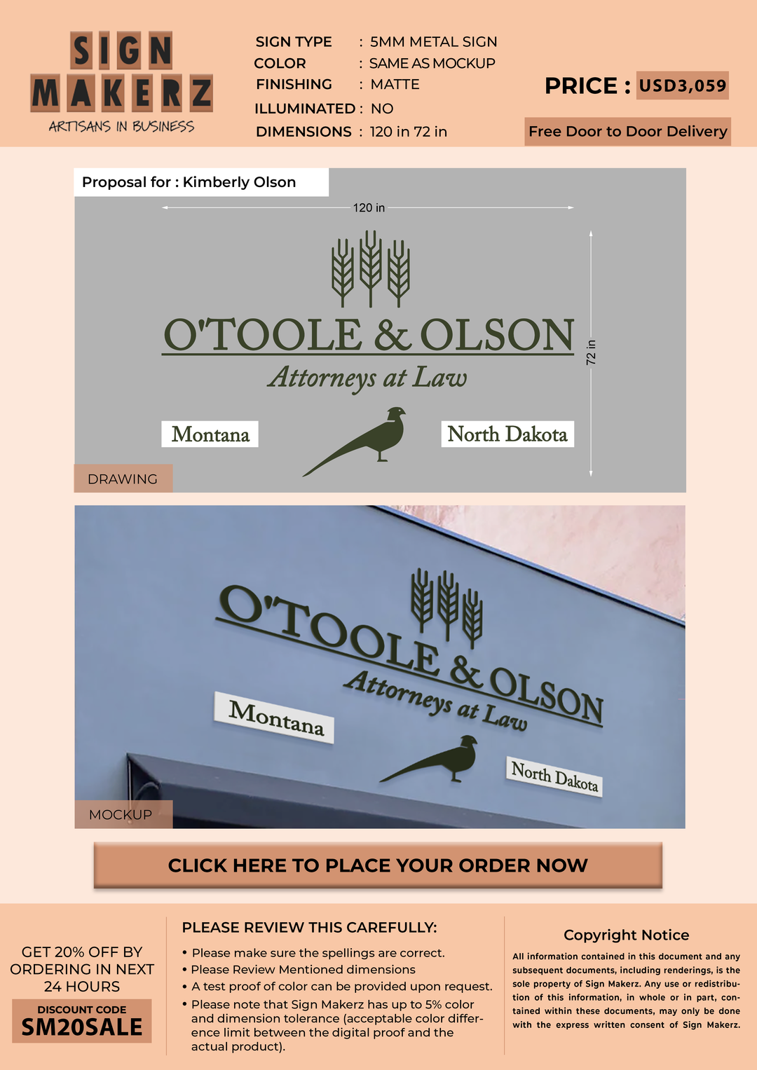 Business signage for Kimberly Olson